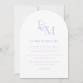 Classic Lavender Monogram Minimalist Wedding 招待状 (正面)