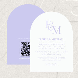Classic Lavender Monogram Minimalist Wedding 招待状
