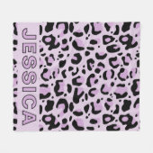 Classic Lavender Pink Leopard Print フリースブランケット (正面(横))