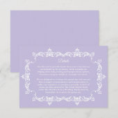 Classic Lavender Purple Ornately Framed Wedding エンクロージャーカード (正面/裏面)