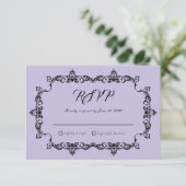 Classic Lavender Purple Ornately Framed Wedding 出欠カード (スタンド正面)