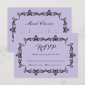Classic Lavender Purple Ornately Framed Wedding 出欠カード (正面/裏面)