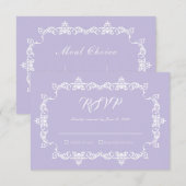 Classic Lavender Purple Ornately Framed Wedding 出欠カード (正面/裏面)