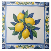 Classic Lemons Blue Green Yellow White Traditional タイル (正面)