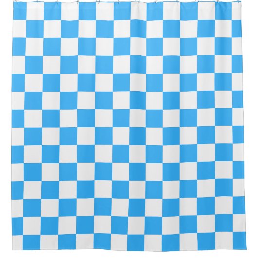 Classic light blue checkerboard  シャワーカーテン (正面)