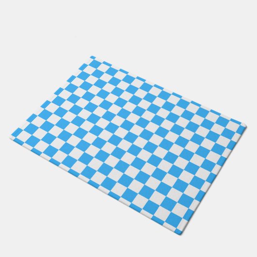 Classic light blue checkerboard  ドアマット (アングル)