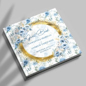 Classic Light Blue Gold Glitter Wedding Guest Book ゲストブック
