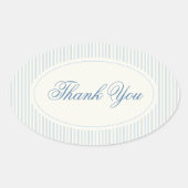 Classic Light Blue Stripes Thank You Wedding 楕円形シール (正面)