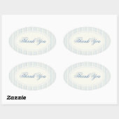 Classic Light Blue Stripes Thank You Wedding 楕円形シール (シート)
