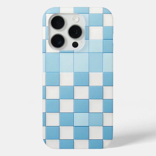 Classic Light Blue & White Checkered Phone Case  Case-Mate iPhoneケース (裏面)