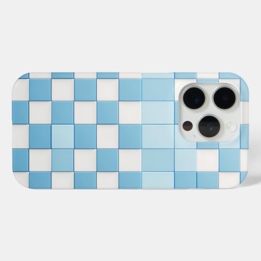 Classic Light Blue & White Checkered Phone Case  Case-Mate iPhoneケース (裏面 (横))