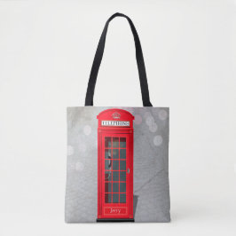 Classic London Red Phone Booth with Name  トートバッグ