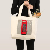 Classic London Red Phone Booth with Name ラージトートバッグ (正面(商品))