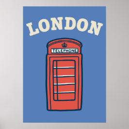 Classic London Red Telephone Booth Art - Preppy ポスター