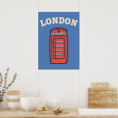 Classic London Red Telephone Booth Art - Preppy ポスター (キッチン)