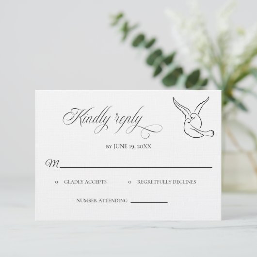 Classic Love Birds Wedding RSVP card (スタンド正面)