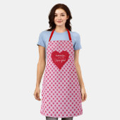 Classic Love Hearts Personalized Valentine Cooking エプロン (着用した状態)
