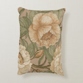 Classic,Lovely Flowers Pattern, Sage Gold Bloom アクセントクッション (裏面(縦))