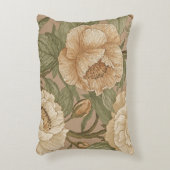 Classic,Lovely Flowers Pattern, Sage Gold Bloom アクセントクッション (正面(垂直))