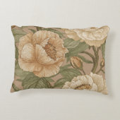 Classic,Lovely Flowers Pattern, Sage Gold Bloom アクセントクッション (裏面)