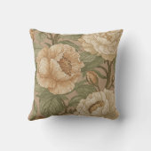 Classic,Lovely Flowers Pattern, Sage Gold Bloom クッション (裏面)