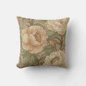 Classic,Lovely Flowers Pattern, Sage Gold Bloom クッション (正面)