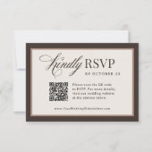 Classic Luxe | Brown Neutral QR Code Wedding 出欠カード (正面)