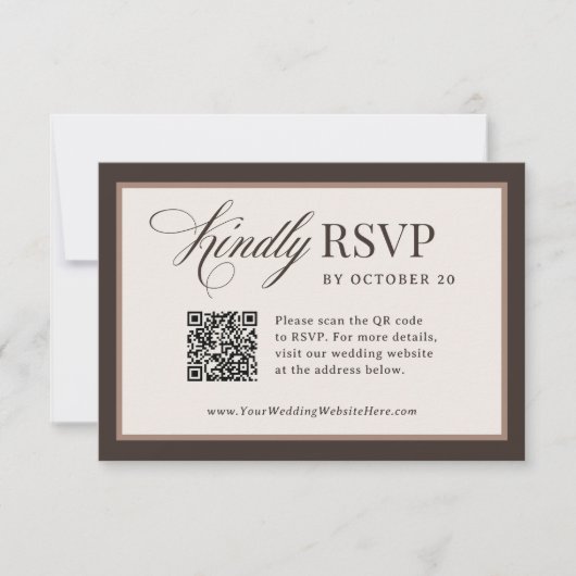 Classic Luxe | Brown Neutral QR Code Wedding 出欠カード (正面)