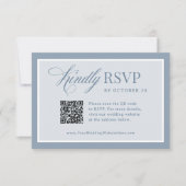 Classic Luxe | Elegant Dusty Blue QR Code Wedding 出欠カード (正面)