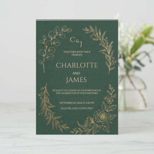 Classic Luxe | Elegant Sage Green Wedding Invitati (スタンド正面)