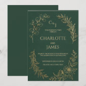 Classic Luxe | Elegant Sage Green Wedding Invitati (正面/裏面)