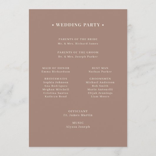 Classic Luxe | Soft Mocha Taupe Neutral Wedding プログラム (裏面)