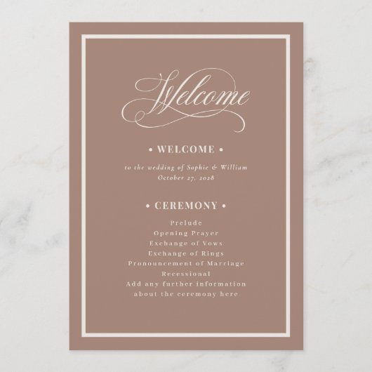 Classic Luxe | Soft Mocha Taupe Neutral Wedding プログラム (正面)