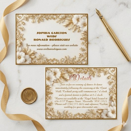 Classic Luxury Gold Ornate Royal Romantic Wedding  エンクロージャーカード