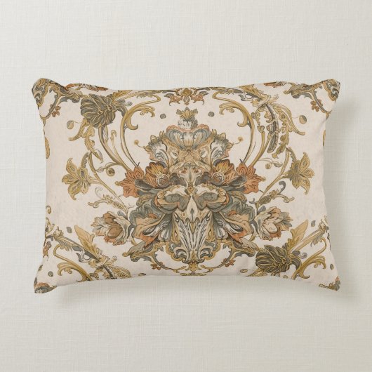 Classic, Luxury Ornament, Gold Beigi Grey アクセントクッション (正面)