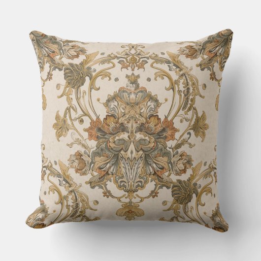 Classic, Luxury Ornament, Gold Beigi Grey クッション (正面)