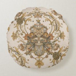 Classic, Luxury Ornament, Gold Beigi Grey ラウンドクッション