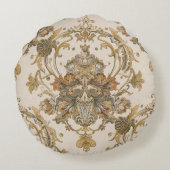 Classic, Luxury Ornament, Gold Beigi Grey ラウンドクッション (裏面)