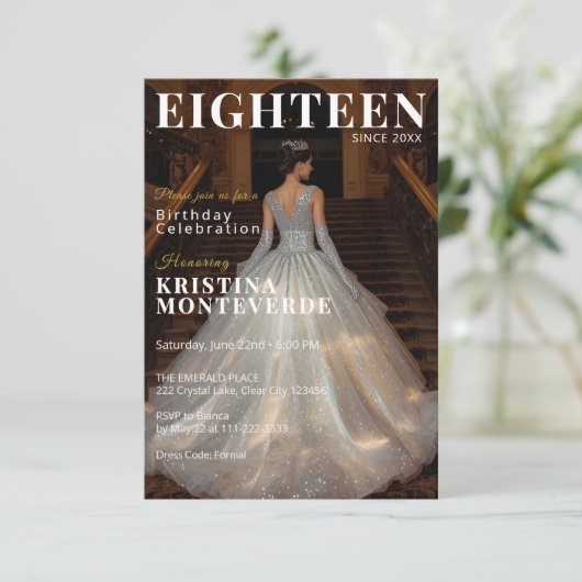 Classic Magazine Style 18th Birthday 招待状 (スタンド正面)