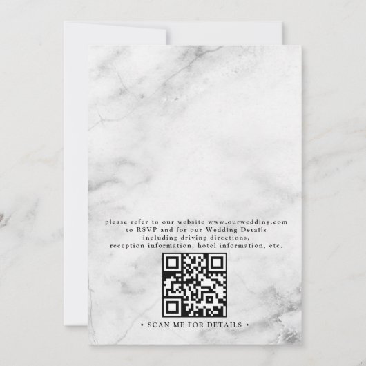 Classic Marble Simple Elegant Chic QR Code Wedding 招待状 (裏面)