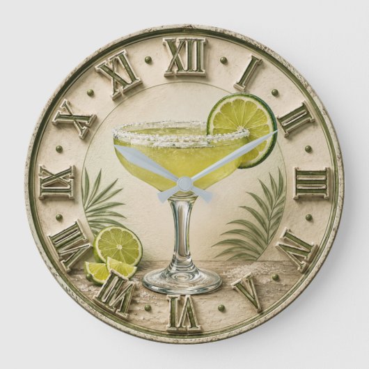 Classic Margarita Lime Cocktail Bar Decor ラージ壁時計 (正面)