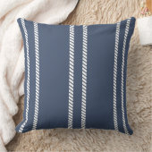 Classic Marine Blue with Stripes Throw Pillow クッション (ブランケット)