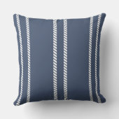 Classic Marine Blue with Stripes Throw Pillow クッション (裏面)