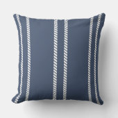 Classic Marine Blue with Stripes Throw Pillow クッション (正面)