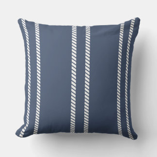 Classic Marine Blue with Stripes Throw Pillow クッション