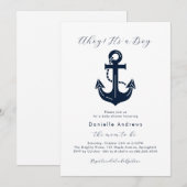 Classic Maritime Baby Shower Ahoy It’s a Boy  招待状 (正面/裏面)