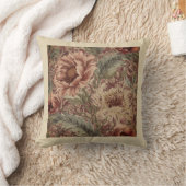 Classic, Maroon Beigi Flowers Pattern クッション (ブランケット)