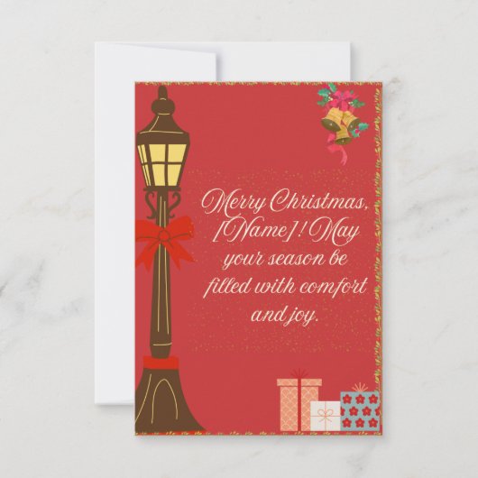 Classic Maroon Christmas Card – Cream Script Holid (正面)