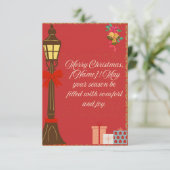 Classic Maroon Christmas Card – Cream Script Holid (スタンド正面)