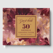 Classic Marsala Blush Gold Flowers 50th Birthday ゲストブック (正面)